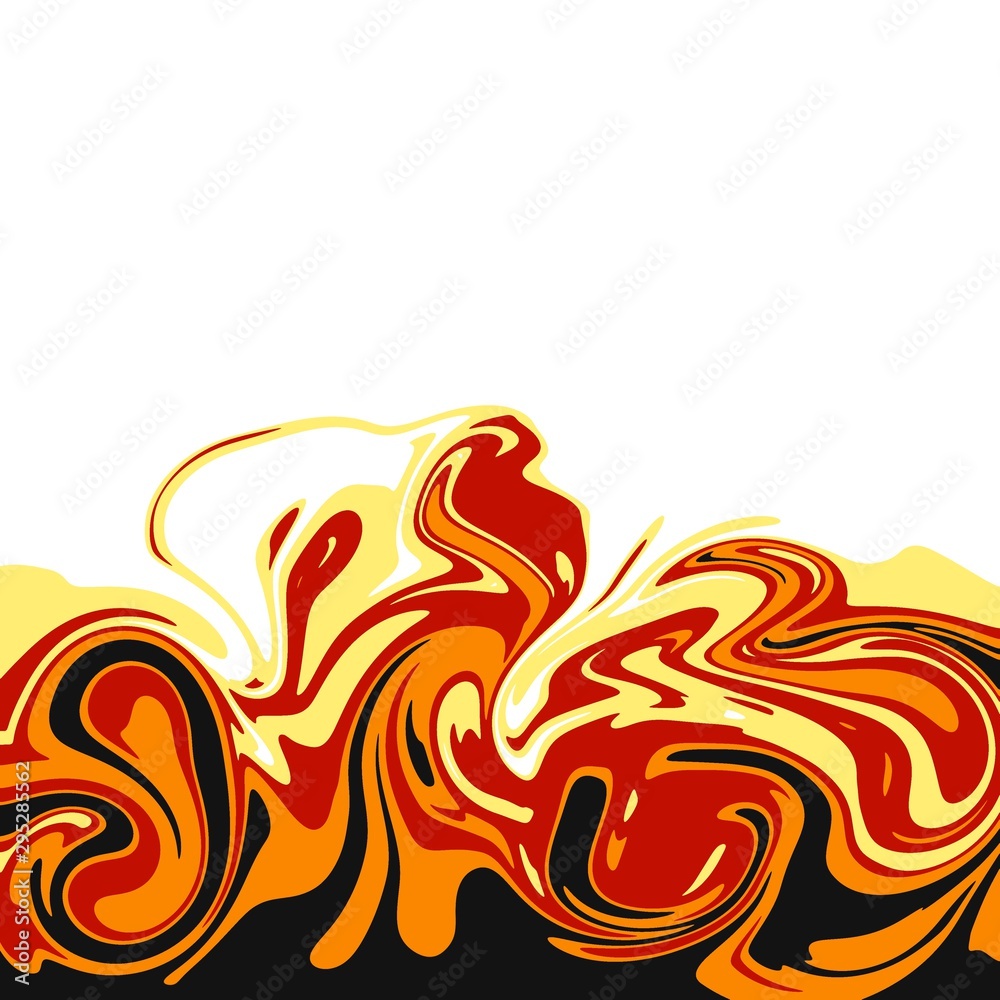 Fototapeta premium abstract background use color of fire be border at the lower of white background. Upper half is blank space for insert texts or pictures. Use yellow, red, orange and black color.