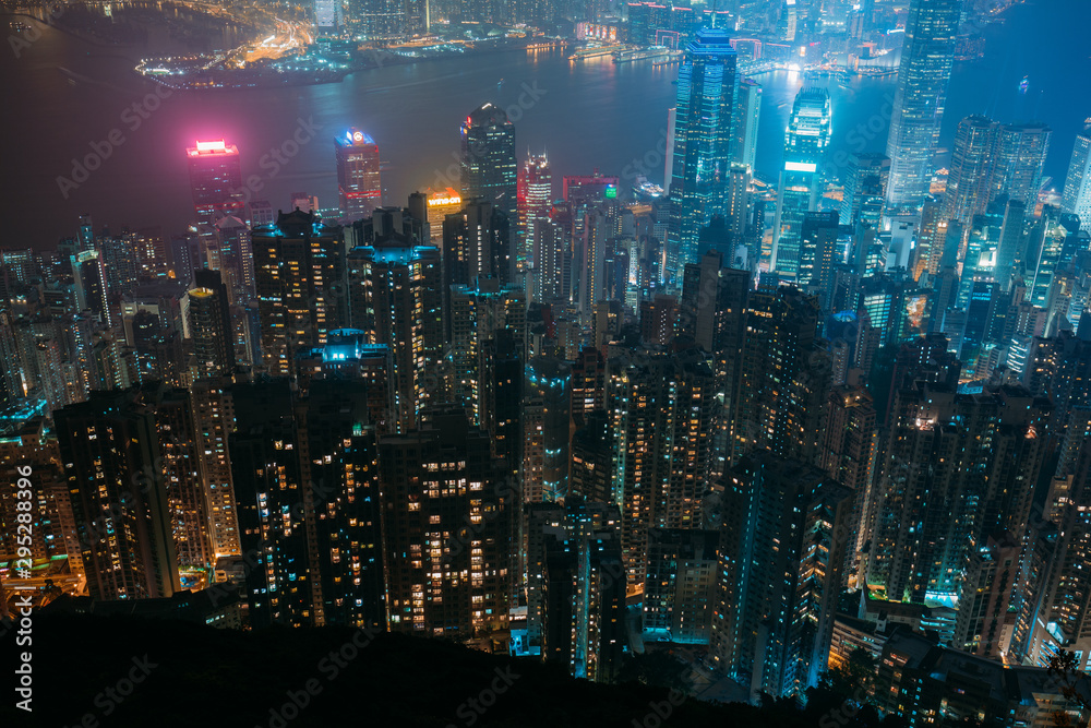 Fototapeta premium Hong Kong building and architecture at night