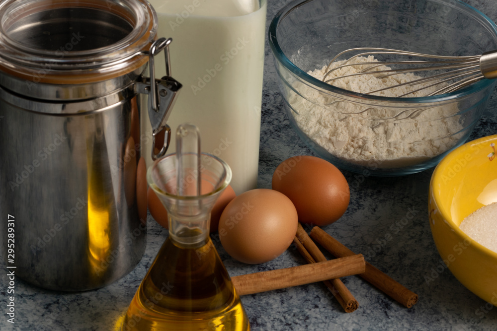 Ingredients for preparing a cake Ingredients for preparing a cake