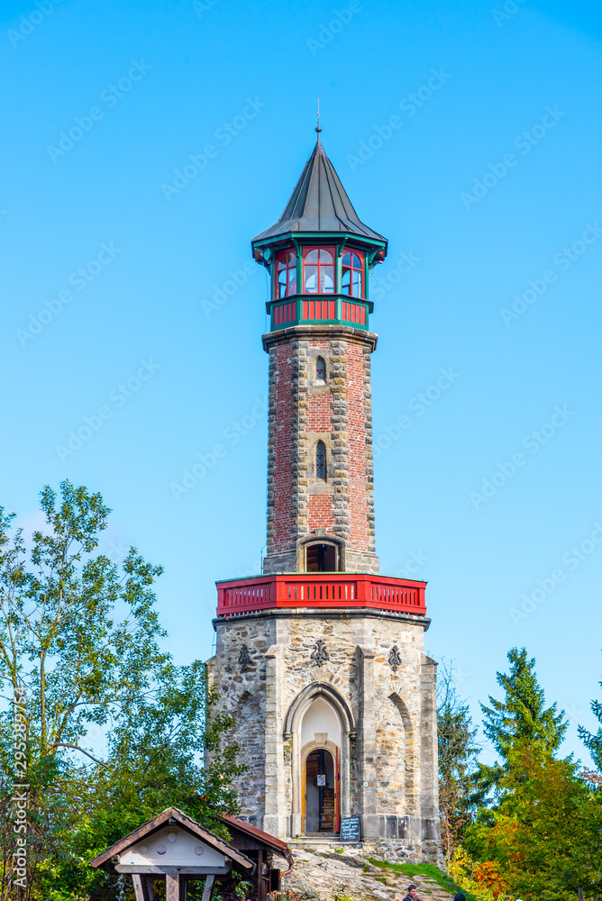 Stepanka - old stone lookout tower in Nothern Bohemia, Czech Republic