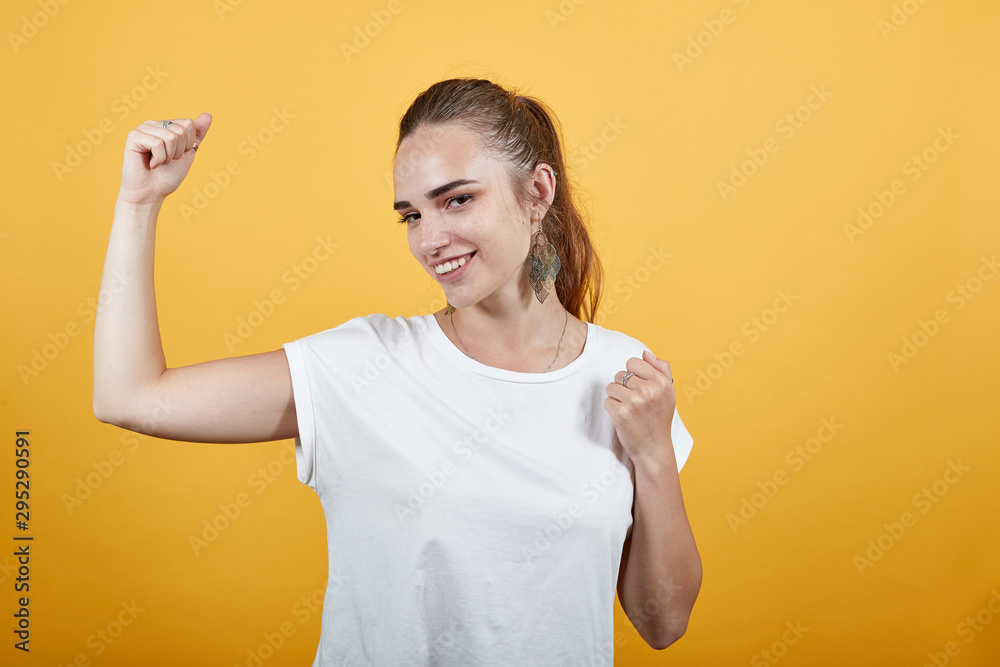 Strong women make strong society. Woman in picture expressing her strength which gives a sense of dominance by women in world as men and women together can make this world a better place Strong women make strong society. Woman in picture expressing her strength which gives a sense of dominance by women in world as men and women together can make this world a better place