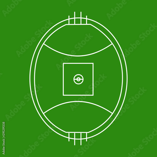 Australian football field isolated on green background