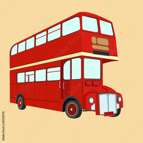 Double decker bus from England. Website, icon, postcards, place for text.