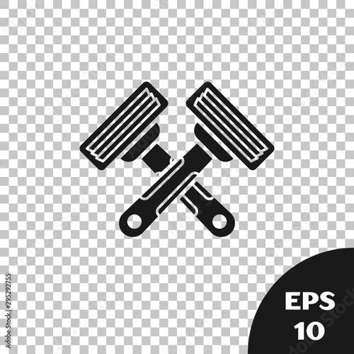 Black Crossed shaving razor icon isolated on transparent background. Vector Illustration