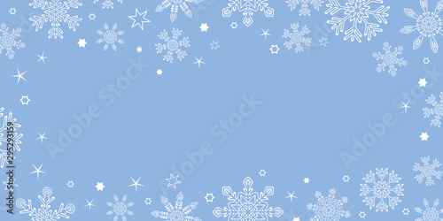 white christmas snowflake border on blue background vector illustration EPS10