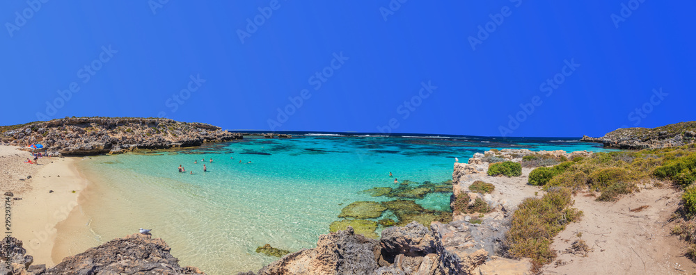 Panoramic picture of a beach on Rottnest Island at daytime in summer 2015