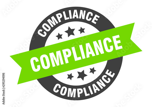 compliance sign. compliance black-green round ribbon sticker