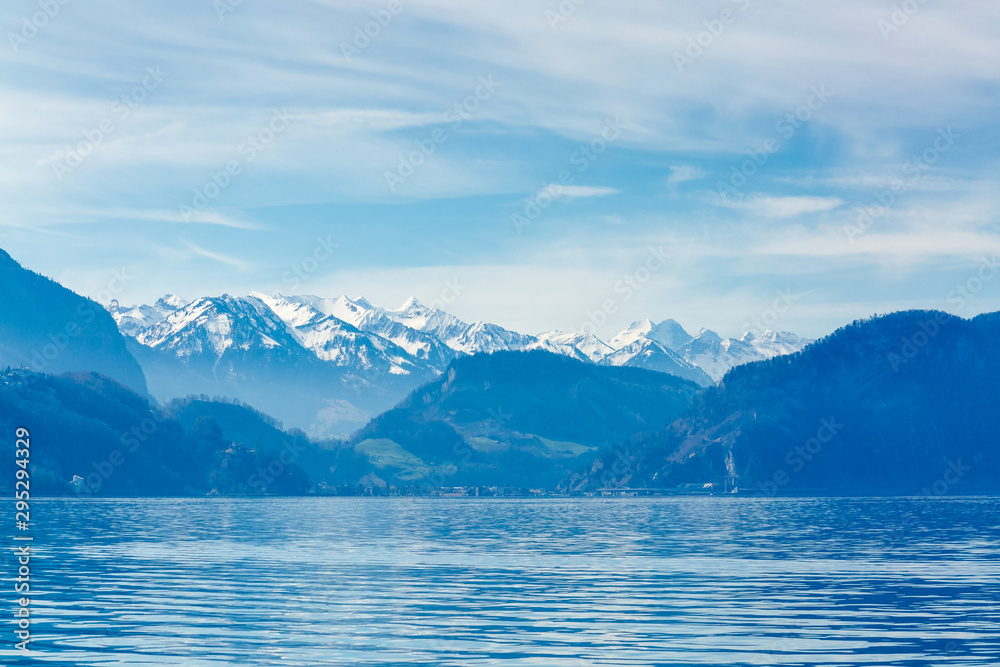 Mountains over the Lucerne Lake, Switzerland, Europe