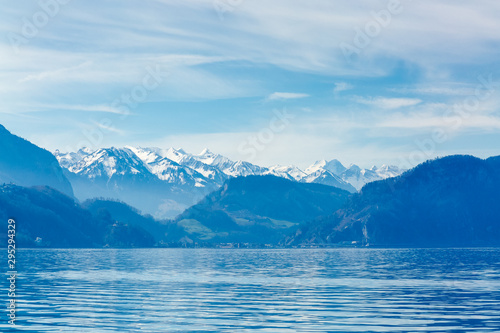 Fototapeta Naklejka Na Ścianę i Meble -  Mountains over the Lucerne Lake, Switzerland, Europe