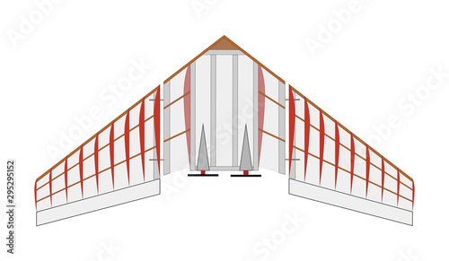 Flying Wing RC Layout scheme - Vector plan of stealth model Radio control airplane.