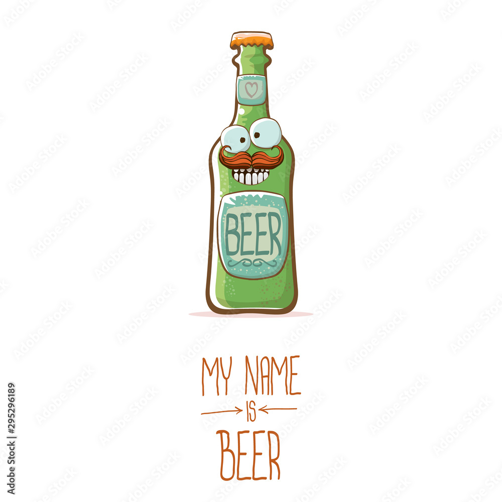 vector cartoon funky beer bottle character isolated on white background.vector beer comic label or poster design template. my name is beer or happy friday concept illustration vector cartoon funky beer bottle character isolated on white background.vector beer comic label or poster design template. my name is beer or happy friday concept illustration