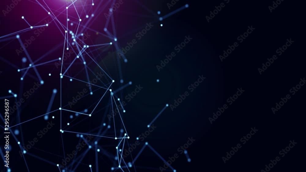 Abstract background motion transformation of empty copy space with plexus pattern of future innovation technology digital business concept with line network for decentralize communication connection