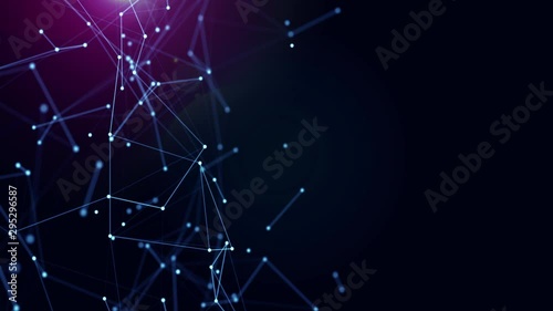 Abstract background motion transformation of empty copy space with plexus pattern of future innovation technology digital business concept with line network for decentralize communication connection