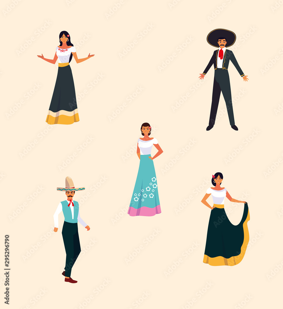 bundle Mexican fiestas with set icons