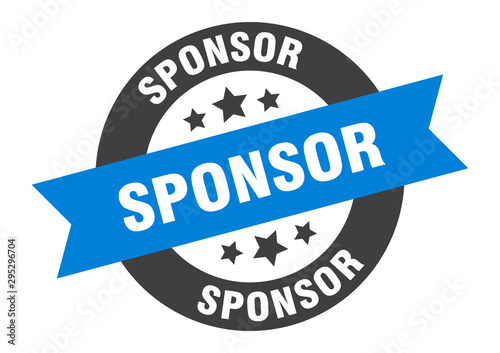 sponsor sign. sponsor blue-black round ribbon sticker