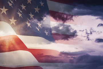 American National Holiday. US Flag background with American stars, stripes and national colors.