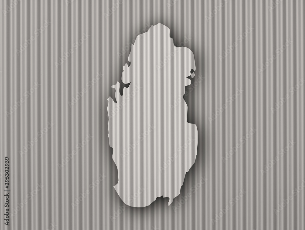 Fototapeta premium Karte von Katar auf Wellblech