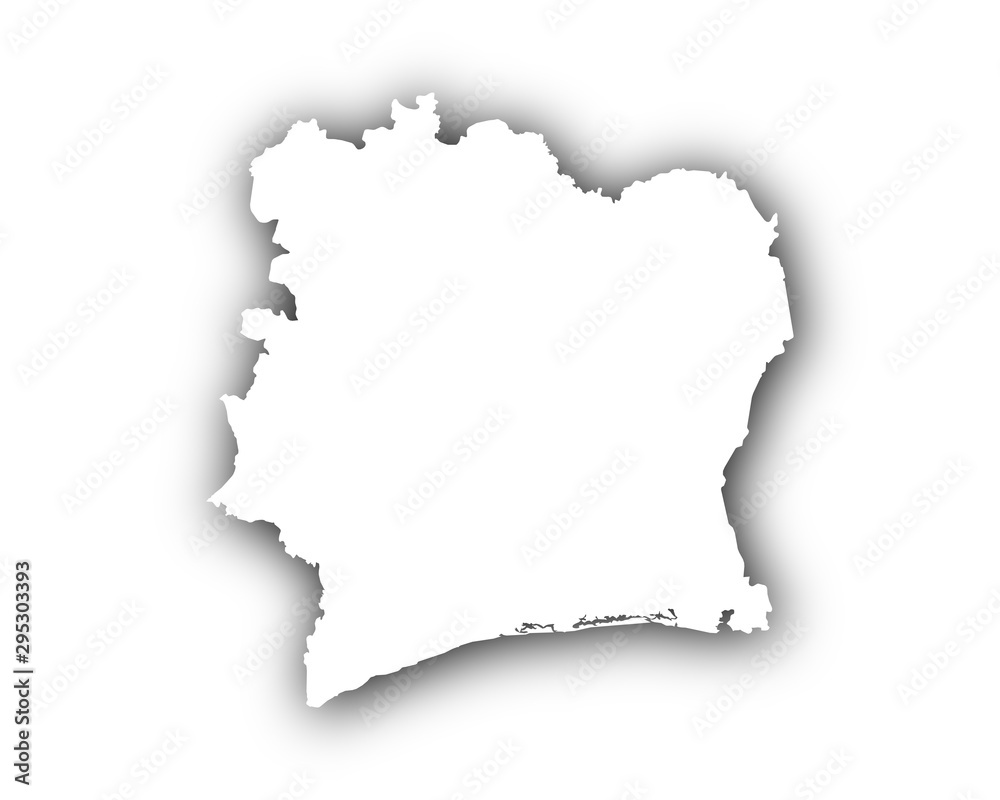 Karte der Elfenbeinküste mit Schatten