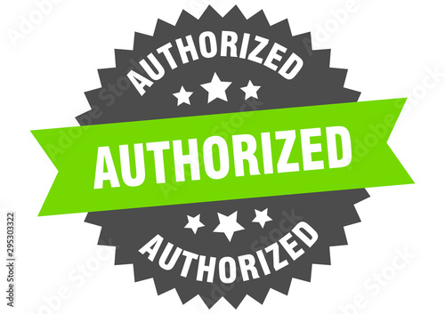 authorized sign. authorized green-black circular band label