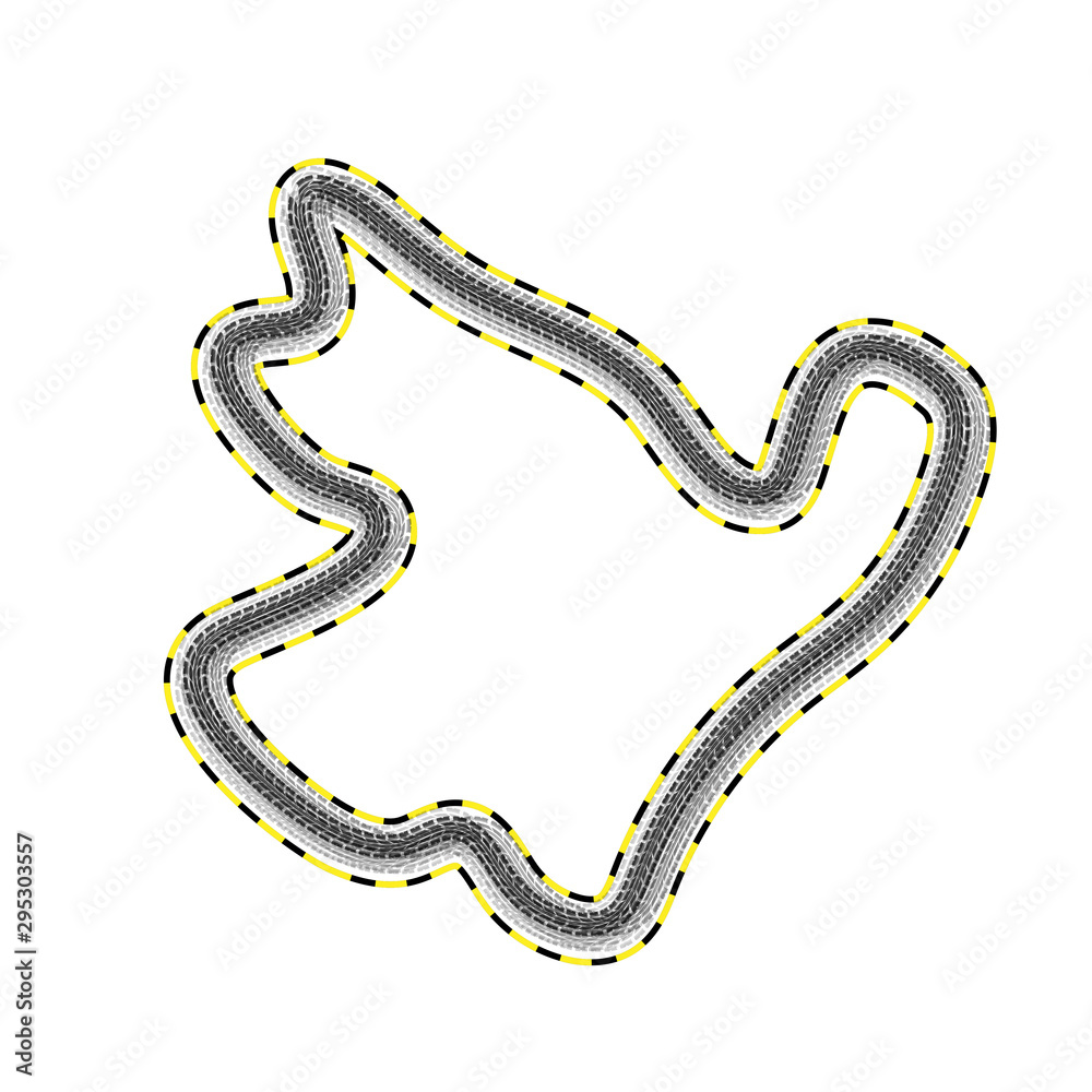 Fototapeta premium Gray custom made race track map with shadow isolated on white background