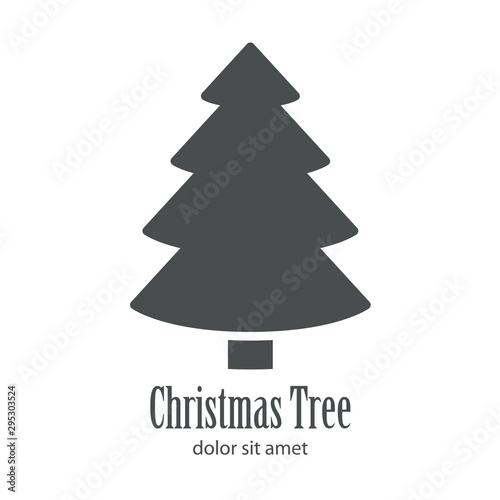 Logotipo con texto Christmas Tree con árbol abstracto cónico varias ramas en color gris