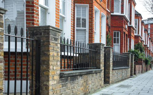 A street of typical British terrace houses