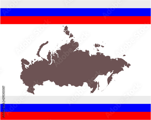 Landkarte von Russland auf Hintergrund mit Fahne