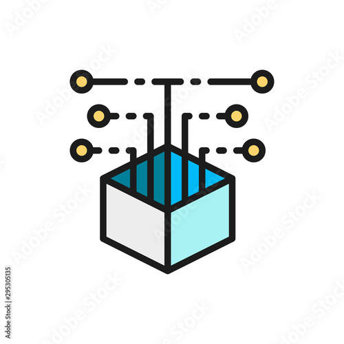 Open source code, web development flat color line icon.
