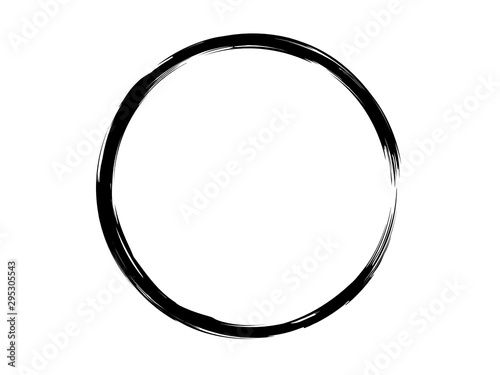 Grunge circle made with art brush.Marking element made for your project.Grunge oval shape made of black ink.