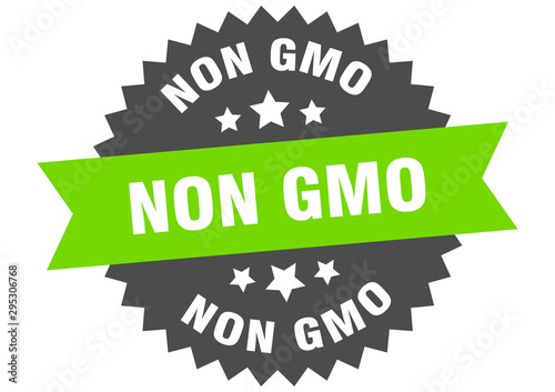 non gmo sign. non gmo green-black circular band label