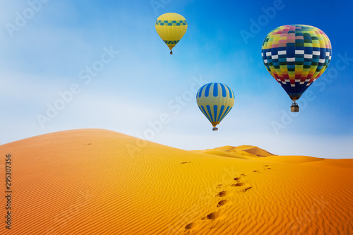 Photography Desert and hot air balloon Landscape at Sunrise