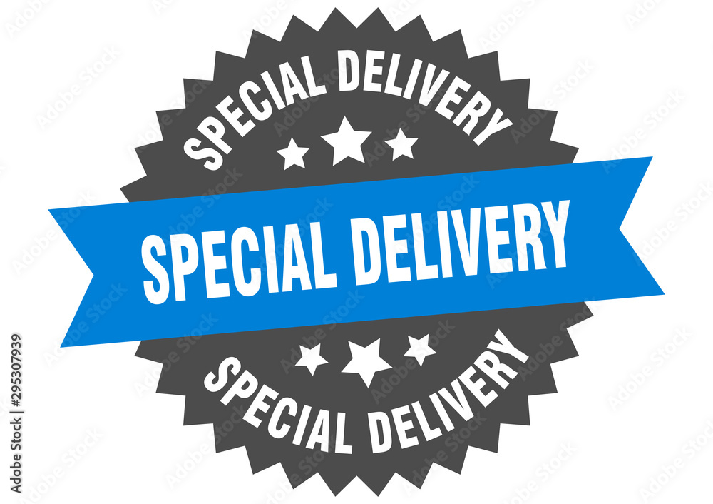 special delivery sign. special delivery blue-black circular band label