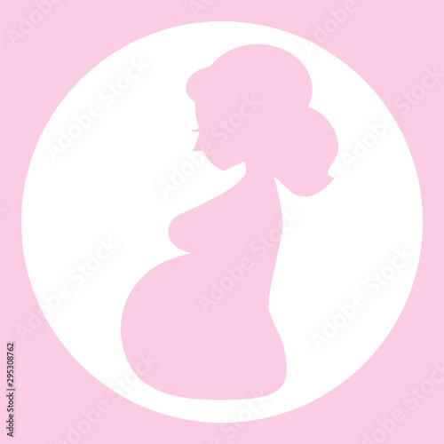 Valokuva Vector profile of a woman with big baby bump