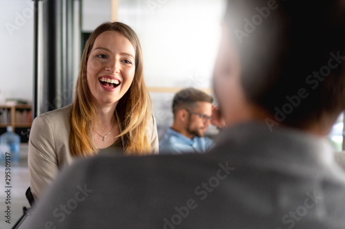 Potrait of Young woman at the meeting