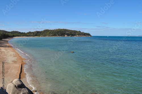 View over the beach at Geoffrey Bay from The Gabul Way, a raised floating walkway linking Nelly Bay and Geoffrey Bay on Magnetic Island, Queensland, Australia photo