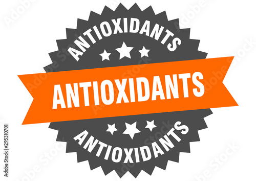 antioxidants sign. antioxidants orange-black circular band label