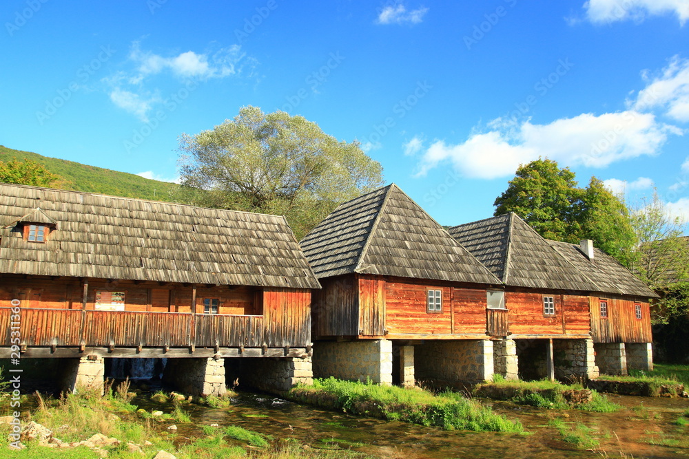 Wooden water mills on source of Gacka river in Lika region, Croatia Wooden water mills on source of Gacka river in Lika region, Croatia