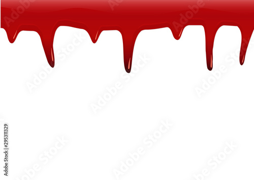 Fototapeta Naklejka Na Ścianę i Meble -  Red color dripping background that look like blood texture isolated on white. Halloween design concept.
