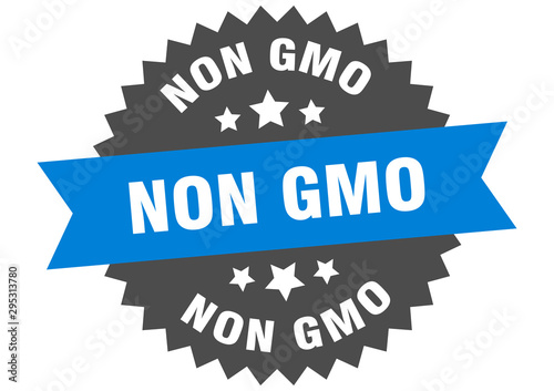 non gmo sign. non gmo blue-black circular band label
