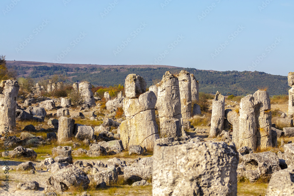 Natural rock formations with limestone composition