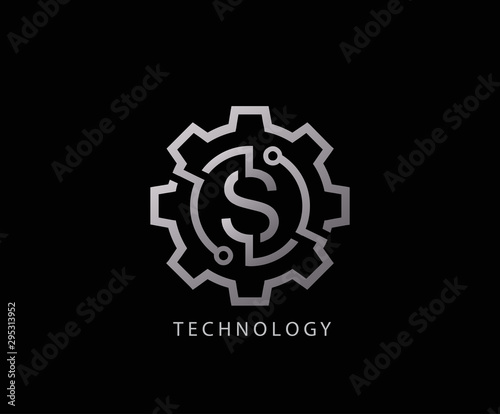 Letter S Gear technology vector logo template. This logo is suitable for factory, industrial, technology, website, digital, mechanic, wheel.