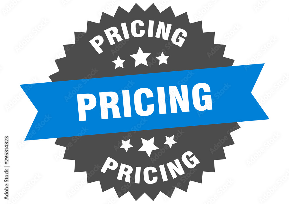 pricing sign. pricing blue-black circular band label pricing sign. pricing blue-black circular band label