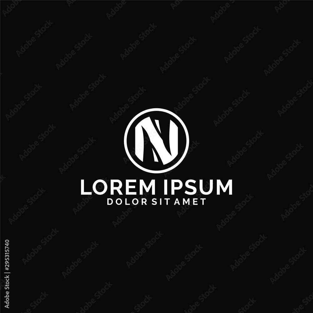 Initial letter N logo template with negative space eagle or falcon head illustration in flat design monogram illustration Initial letter N logo template with negative space eagle or falcon head illustration in flat design monogram illustration