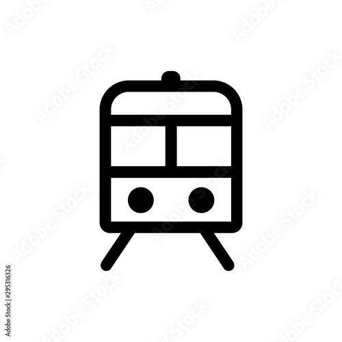 Tram icon. Tramway sign. Metro train symbol. Thin line icon on white background. Vector illustration.