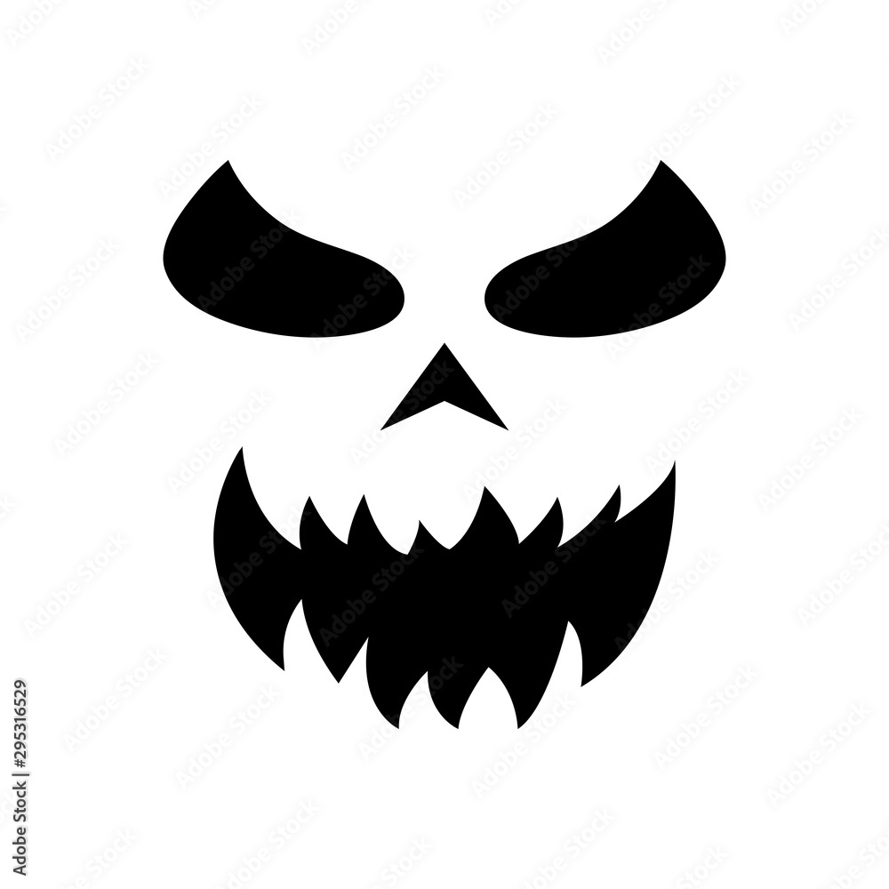 Pumpkin face silhouette icon for Halloween isolated on white background. Scary pumpkin devil smile, spooky jack o lanter. Vector illustration for any design. Pumpkin face silhouette icon for Halloween isolated on white background. Scary pumpkin devil smile, spooky jack o lanter. Vector illustration for any design.