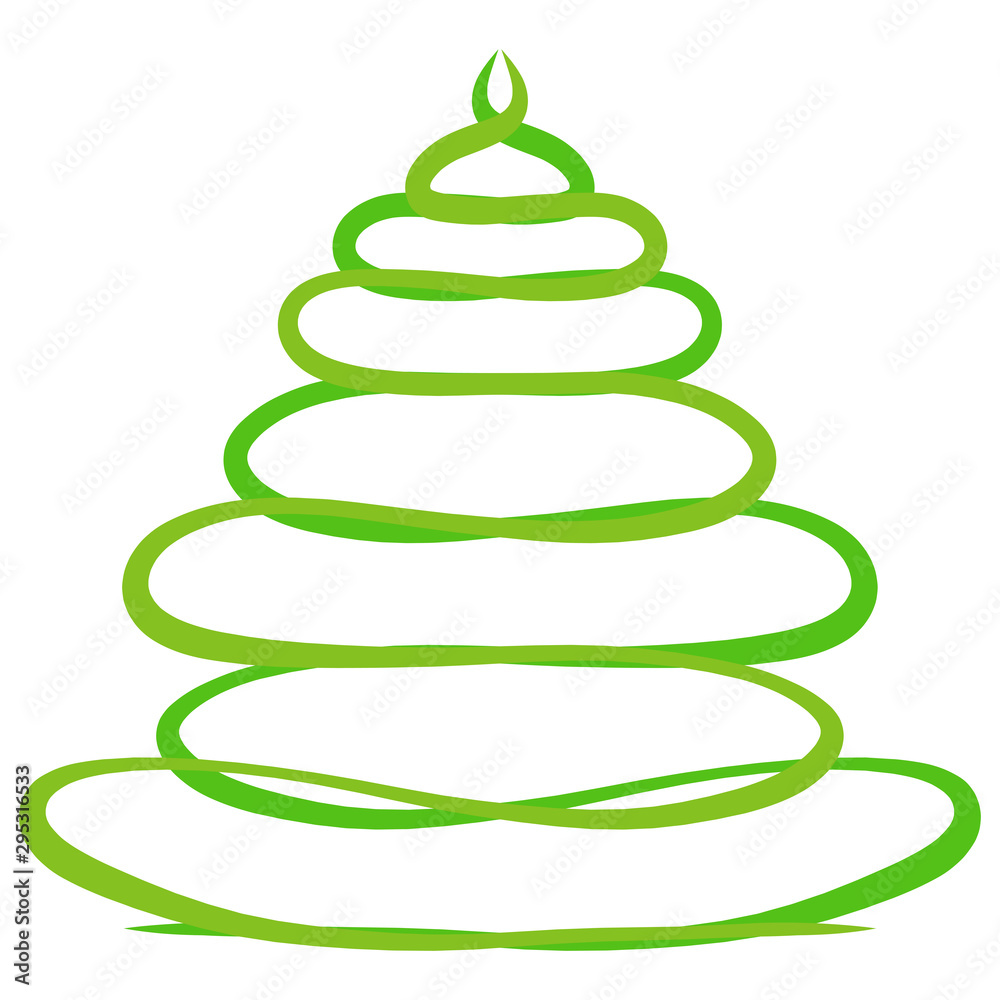 Green Christmas tree made of twisting lines, abstract pattern Green Christmas tree made of twisting lines, abstract pattern