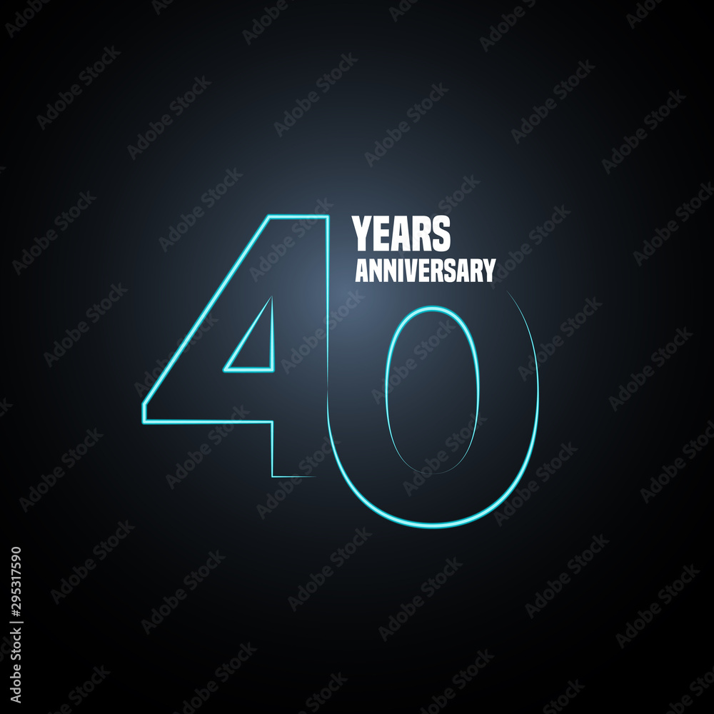 Wunschmotiv: 40 years anniversary vector logo, icon. Graphic design element with neon number #295317