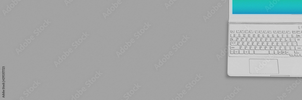Illustration of White computer on desk or table. Copy space. デスクまたはテーブルの上の白いパソコンのイラスト Illustration of White computer on desk or table. Copy space. デスクまたはテーブルの上の白いパソコンのイラスト
