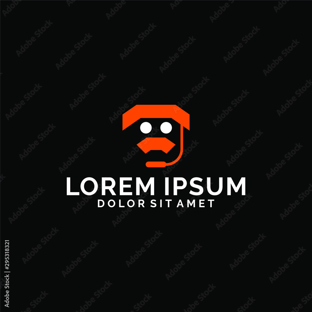 Obraz premium Chat bot head logo template with cute character symbol in flat design monogram apps icon illustration