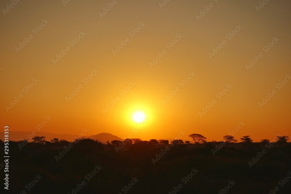 アフリカの地平線に沈む太陽